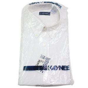 Kaynee Men's White Wrinkle Resistant Cotton Blend Long Sleeve Button Down Shirt